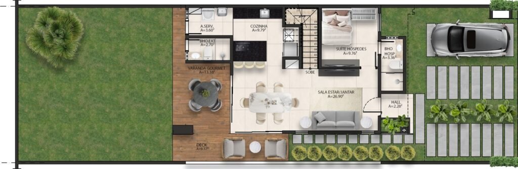 Planta nascente inferior 158m²